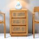 Commode en cannage et teck BOHO 3 tiroirs