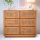 Commode en cannage et teck BOHO 6 tiroirs