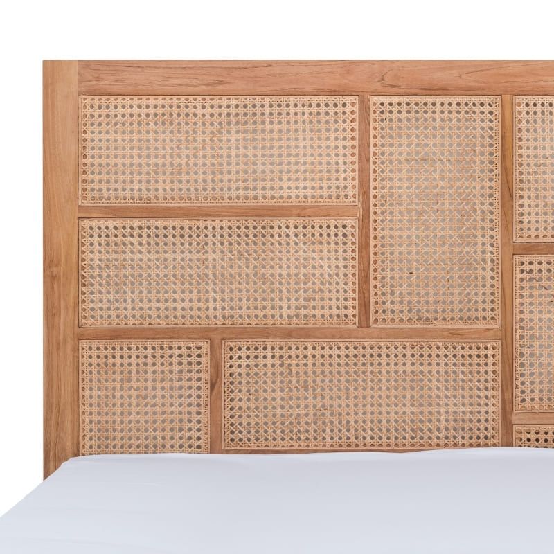 Lit cannage et teck BOHO 160cm