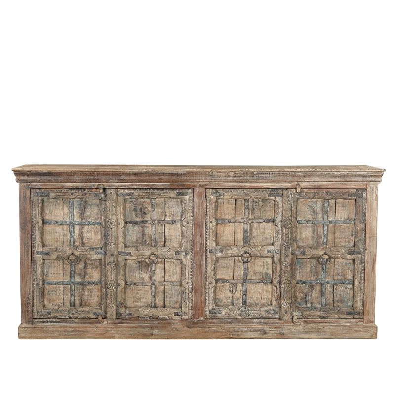 Buffet indien bois massif 4 portes 238cm INDIA