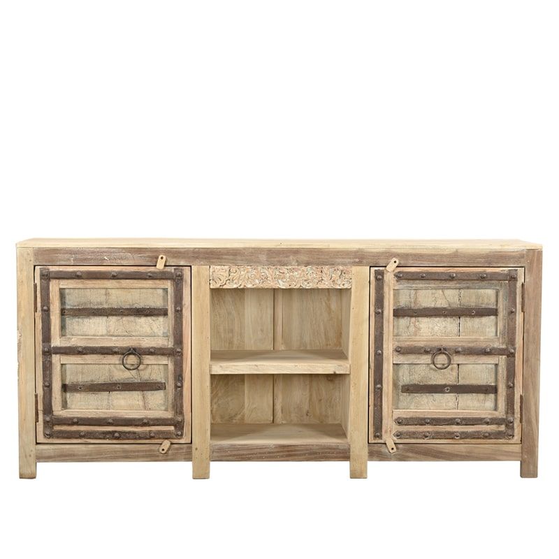 Meuble TV indien bois massif et fer 188cm INDIA