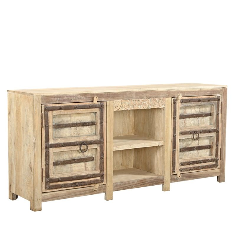 Meuble TV indien bois massif et fer 188cm INDIA