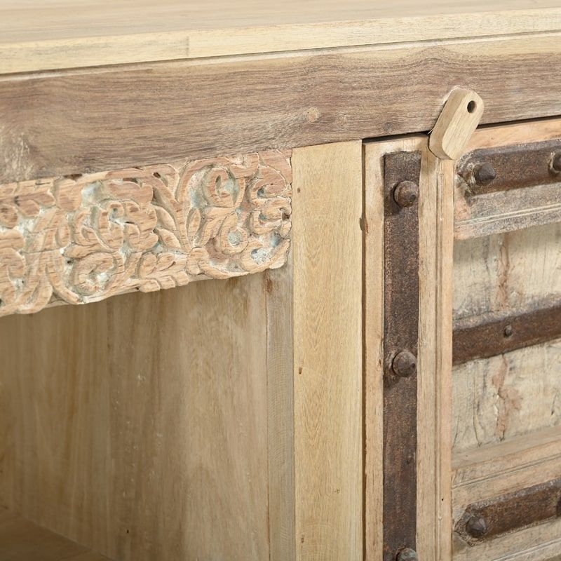 Meuble TV indien bois massif et fer 188cm INDIA