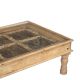Table basse indienne bois massif et verre 168cm INDIA