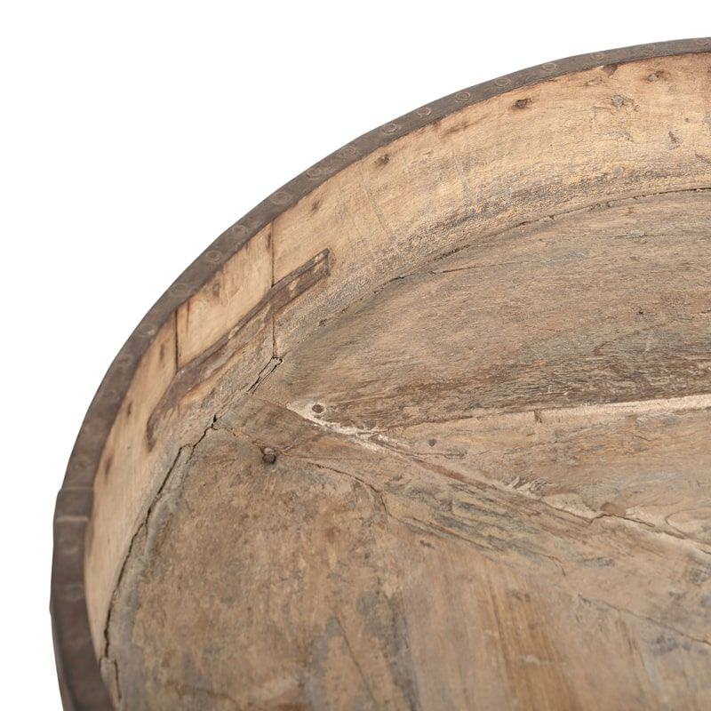 Table basse indienne ronde Chakki en bois INDIA Ø74cm