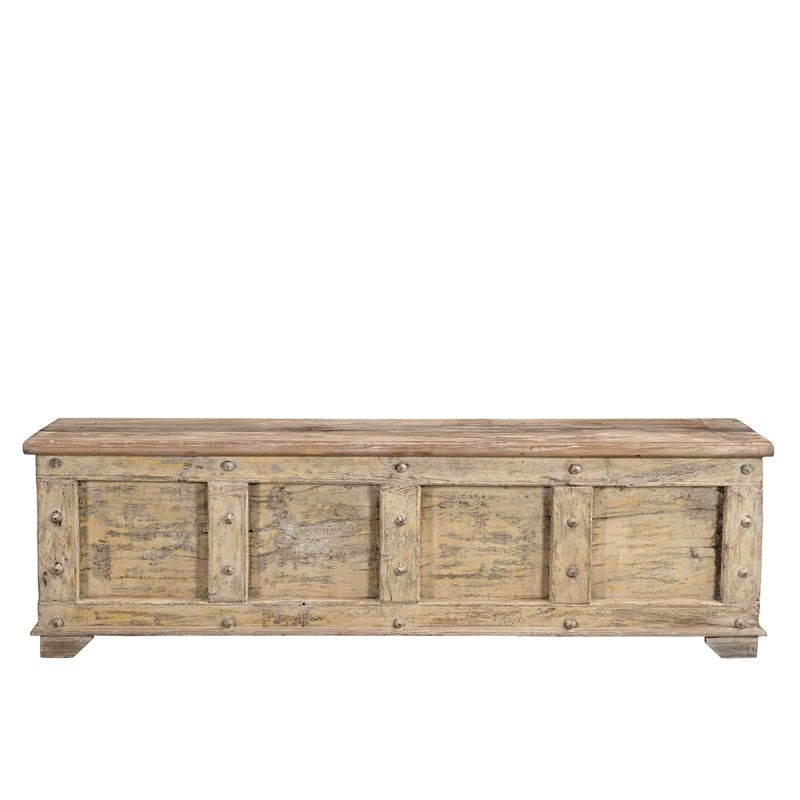 Grand coffre indien bois massif recyclé INDIA 178cm