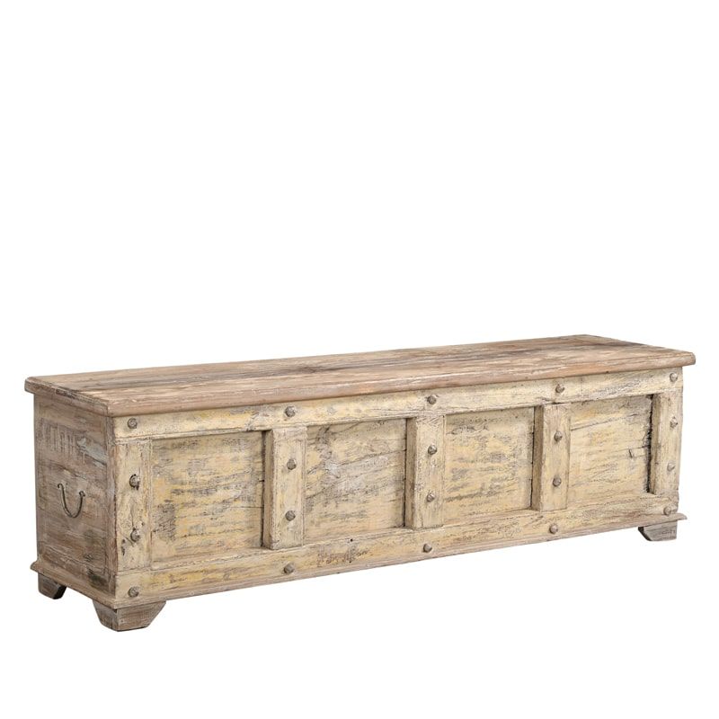 Grand coffre indien bois massif recyclé INDIA 178cm