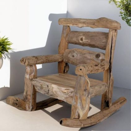 Fauteuil rocking chair teck recyclé WILD 60cm