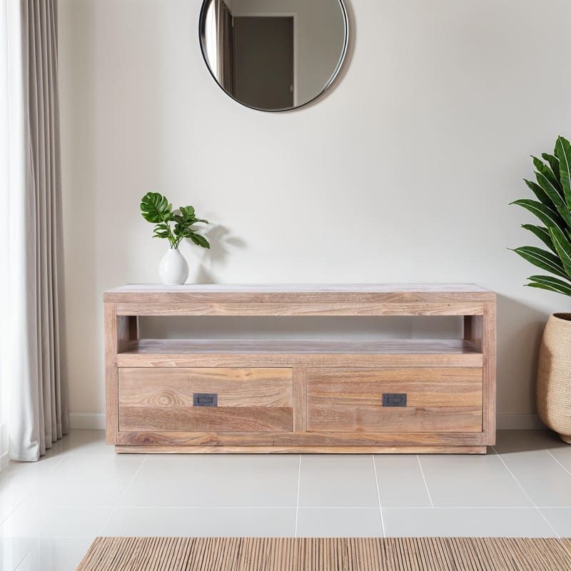 Meuble TV teck recyclé massif POHON 120cm