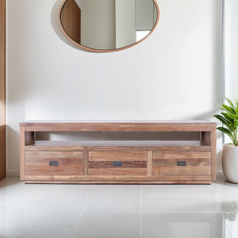 Meuble TV teck recyclé massif POHON 150cm