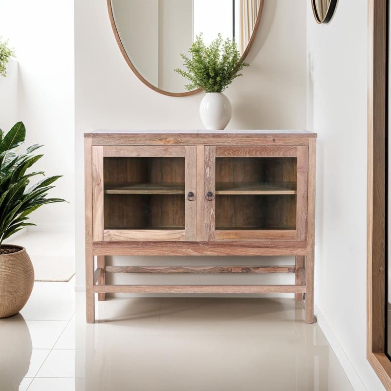 Vitrine basse en teck massif recyclé POHON 120cm