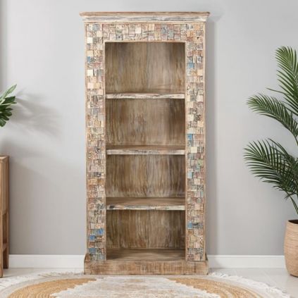 Bibliothèque indienne mosaïque bois MOZAIK 90cm