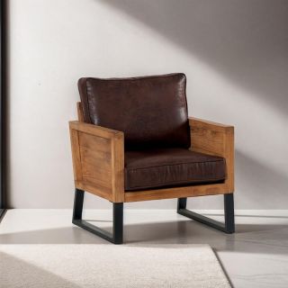 Fauteuil teck massif et métal INDUS 86cm