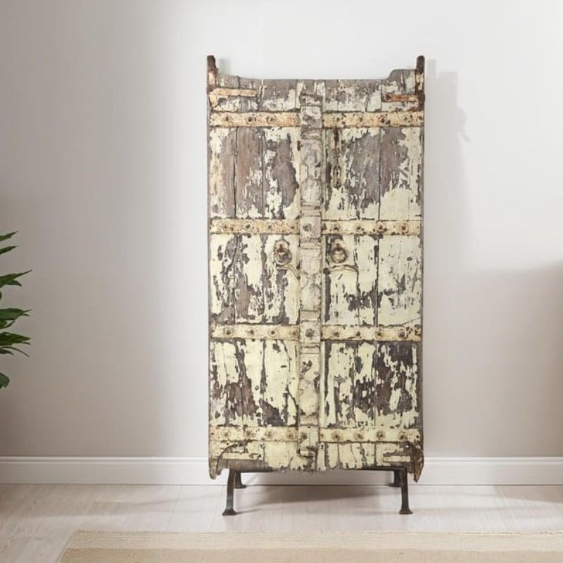 Porte déco indienne bois INDIA 88cm sur pieds