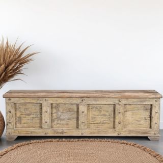 Grand coffre indien bois massif recyclé INDIA 178cm