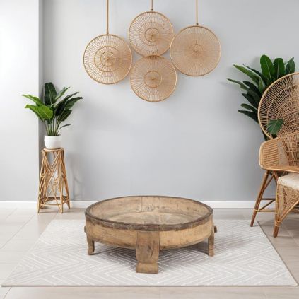 Table basse indienne Chakki bois massif Ø56cm INDIA