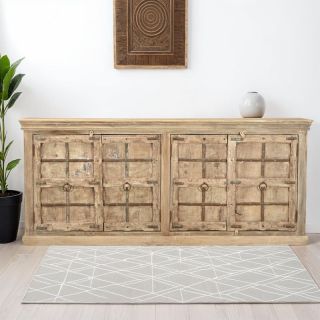 Grand buffet indien bois massif 4 portes 248cm INDIA