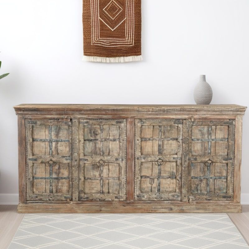 Buffet indien bois massif 4 portes 238cm INDIA