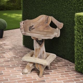 Chaise de bar pivotante racine de teck RACINE ~70cm pied central