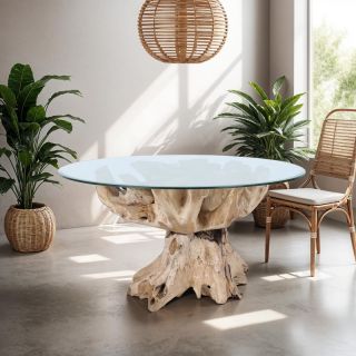 Table repas racine de teck Ø140cm RACINE ronde