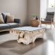Table basse racine teck carrée 80cm RACINE avec verre
