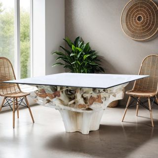 Table repas racine de teck 160cm RACINE carrée