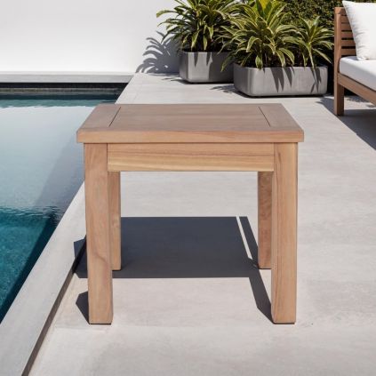 Table basse extérieur teck massif 45cm JATI carrée