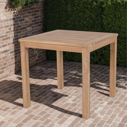 Table de jardin carrée bois de teck massif 80x80cm JATI