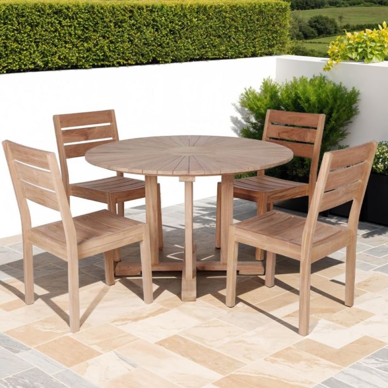 Table de jardin en teck ronde Ø120cm JATI