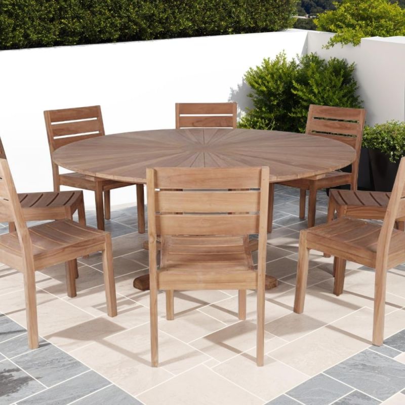 Table de jardin en teck ronde Ø180cm JATI
