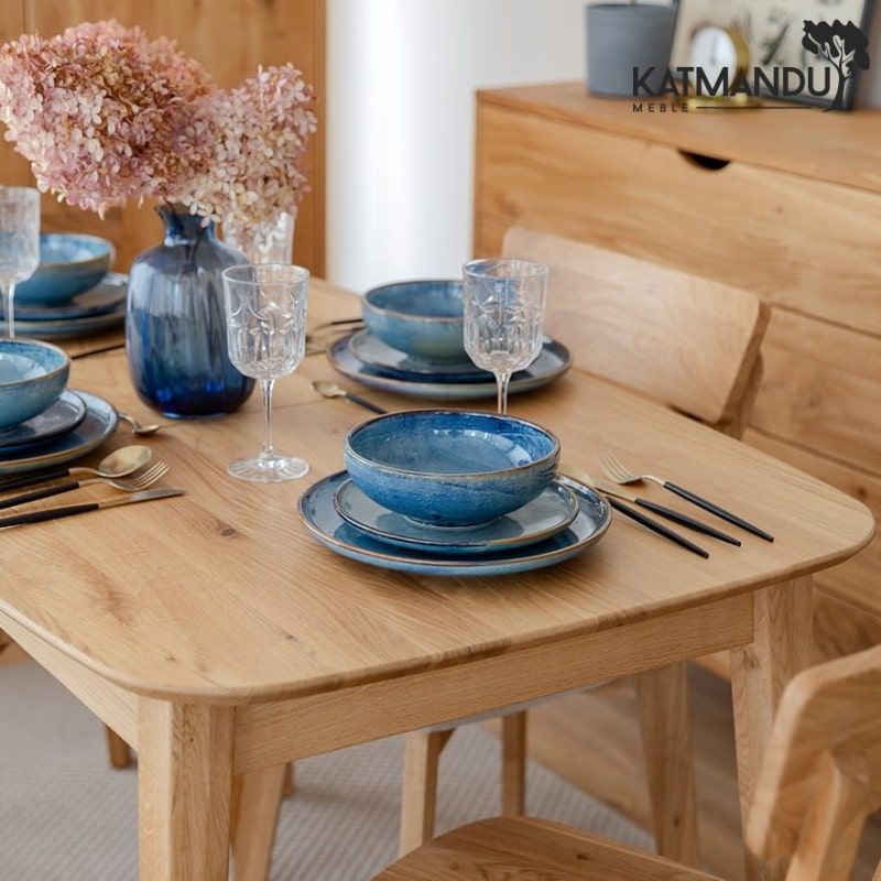 Table chêne massif rectangulaire avec allonge OSLO 120/165cm