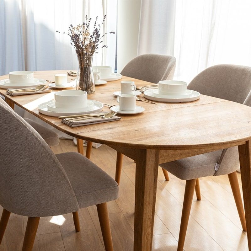 Table chêne massif ronde double extension OSLO Ø110cm