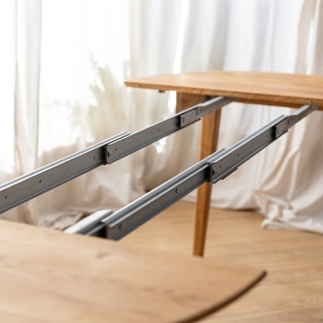 Table De Salle à Manger En Chêne Massif Avec 2 Rallonges - 160 X 96 Cm