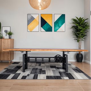 Table élévatrice extensible en acacia et fonte IRON 200 à 280cm