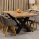 Table extensible live edge acacia et métal IRON 200/280cm pied croix