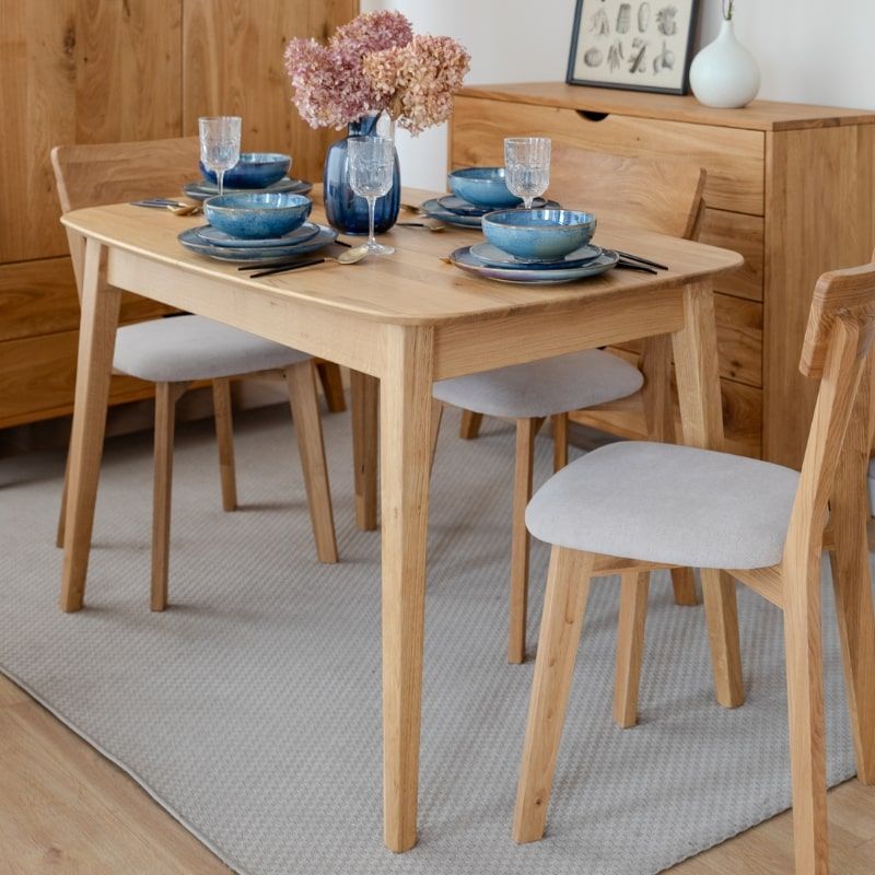 Table chêne massif rectangulaire avec allonge OSLO 120/165cm