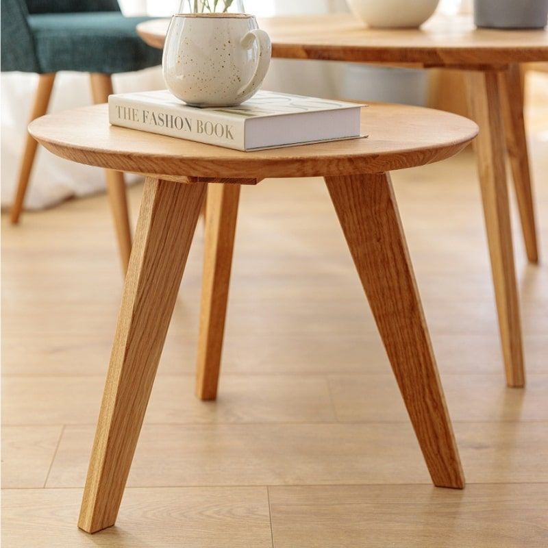 Table basse ronde chêne massif OSLO Ø50cm