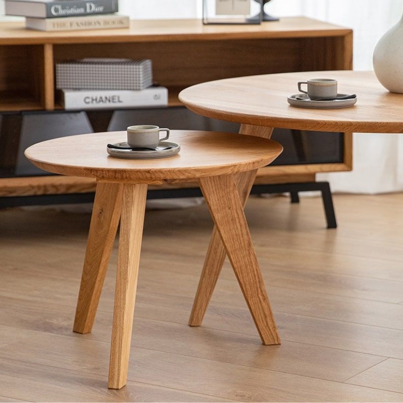 Table basse ronde chêne massif OSLO Ø50cm