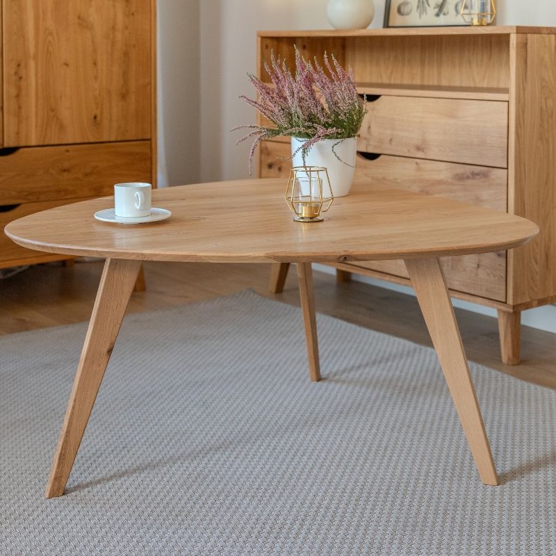 Table de salon vintage en chêne massif OSLO 96cm