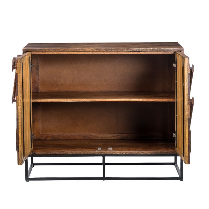 Buffet industriel bois coloré KOTA 88cm 2 portes