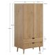 Armoire scandinave en chêne massif huilé h180cm OSLO 2 tiroirs