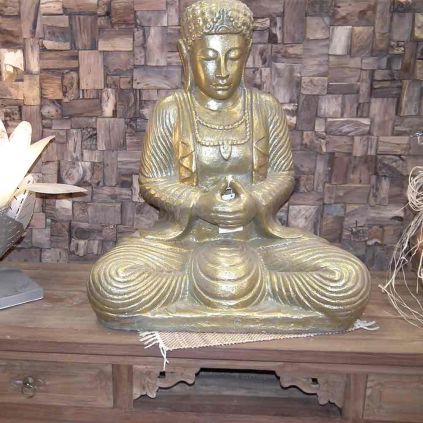 Bouddha Thaïlandais En Bronze Doré Et Rotin De Rattanakosin, Milieu Du 19ème Siècle Thaïlande