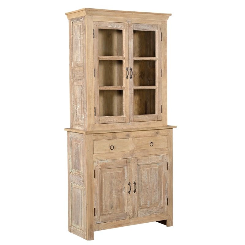 Vaisselier indien ancien en bois massif exotique INDIA 102cm