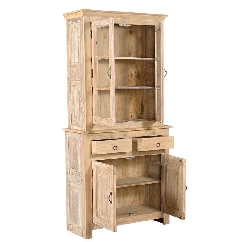 Vaisselier indien ancien en bois massif exotique INDIA 102cm