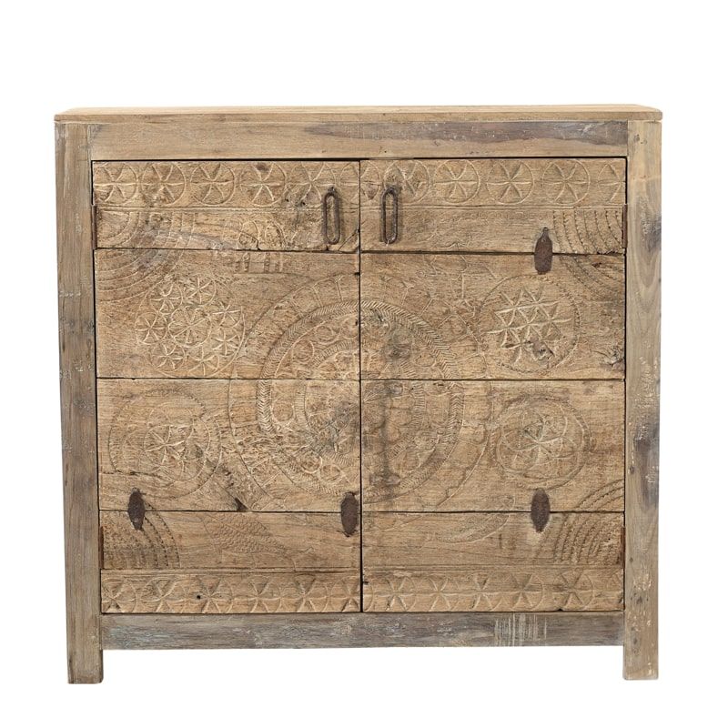 Buffet indien bois sculpté patiné INDIA 115cm