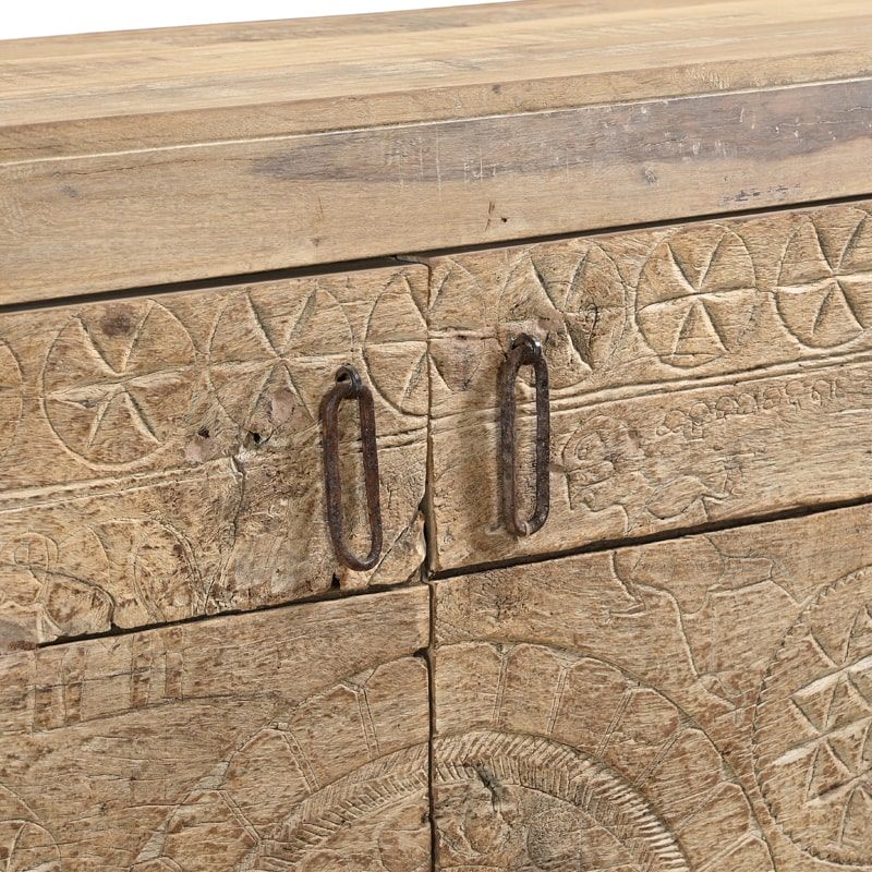 Buffet indien bois sculpté patiné INDIA 115cm
