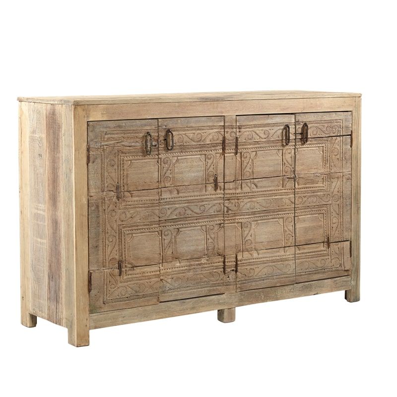 Buffet ethnique indien bois sculpté 160cm INDIA