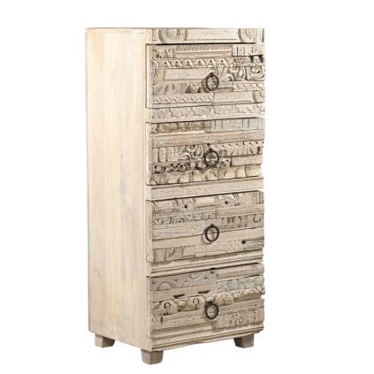 Commode indienne bois sculpté INDIA 50cm 4 tiroirs