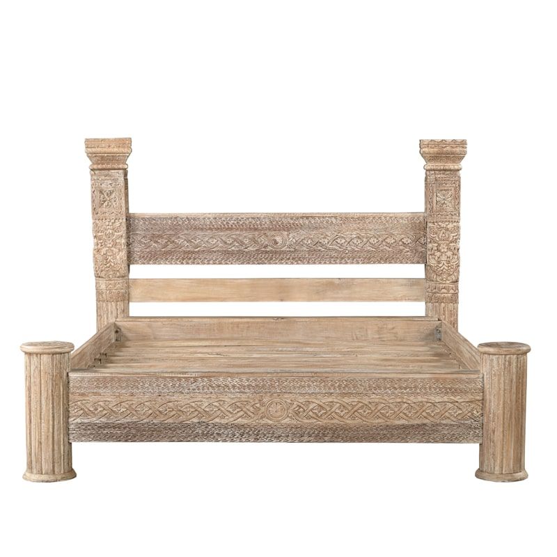 Grand lit indien en bois recyclé INDIA 180x200cm