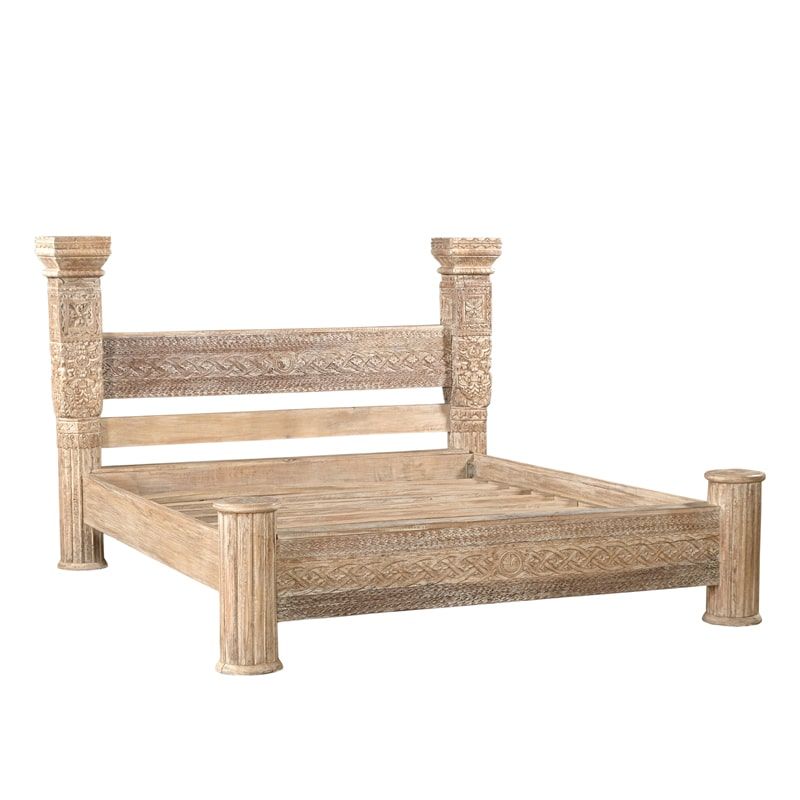 Grand lit indien en bois recyclé INDIA 180x200cm